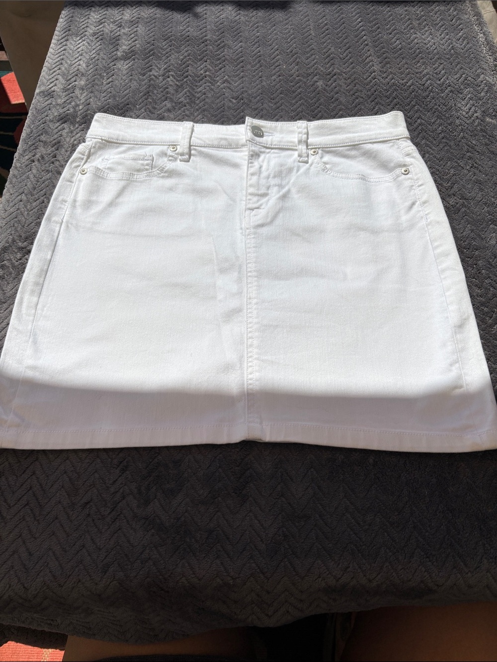 LOFT White Denim Mini Skirt